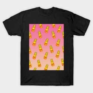 Pink Pineapple Skull Pattern T-Shirt